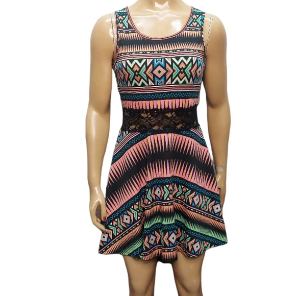 knee length dresses for ladies Short Aztec Printed Dress